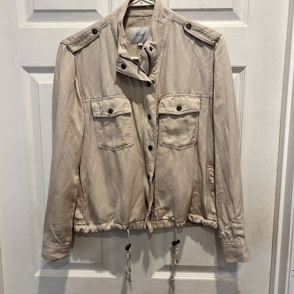 Rails‎ Collins Military Jacket Cream Beige Bone Neutral Small Tencel Linen Blend - Picture 1 of 11